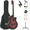 Mu10062re Costway Sonart Full Size Cutaway Acoustic Guitar Starter Guitarra Bundle