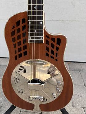 23408 National Resophonic Guitar Wood Body Rocket Model 12 Frets To Neck