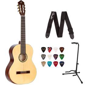 Orr55dlx Ortega Guitars 6 String Student Pro With Arm Rest Solid Top Nylon Classical Kit
