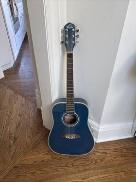 Og1tbl-a-u Oscar Schmidt 3/4 Size Dreadnought Acoustic Guitar Blue