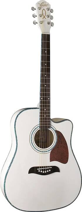 Og2cewh-a Oscar Schmidt Dreadnought Cutaway Acoustic Electric. White