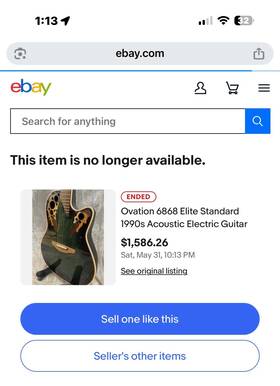 6868 Ovation Elite Standard Used Acoustic Guitar 1990