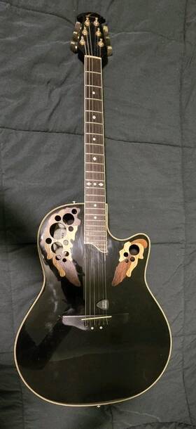 Cp212 Ovation Celebrity Acoustic-electric Guitar Black Parlor Rare Model Cs 257