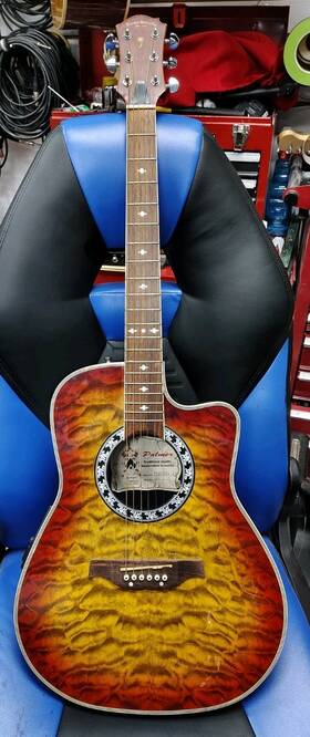 Pr62ceq Palmer Acoustic Electric Guitar For Parts Or Repair. Has High Action