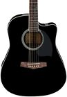 Pf15ecebk Ibanez Dreadnought Cutaway Guitar Gloss Black 606559325962