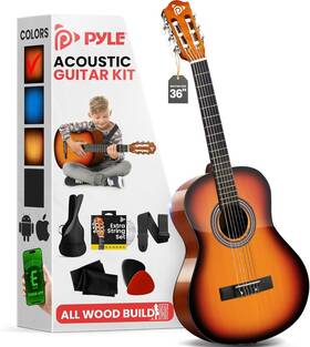 Pyle 842893139364 36 Inch Beginner Acoustic Guitar Kit For Kids - Sun Burst Open Box
