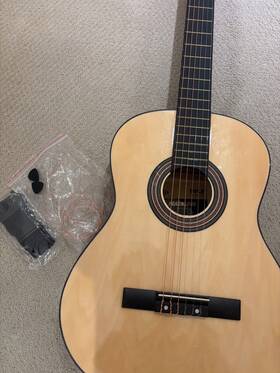 Pyle 842893162911 Classic Acoustic Guitar. 6 Strings Natural Gloss Maple Wood Right Handed Guita