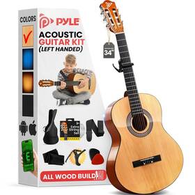 Pyle 842893169040 34 Inch Left-handed Acoustic Guitar Kit 1/2 Junior Size Nylon Strings