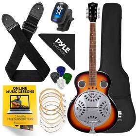 Pga500br.5 Pyle 6-string Acoustic Resonator Guitar Full Scale Resophonic Accessory Kit