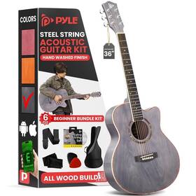 Pga550cab Pyle Beginners 6-string Acoustic Guitar - 36 Inch Cutaway Body With Accessory Kit