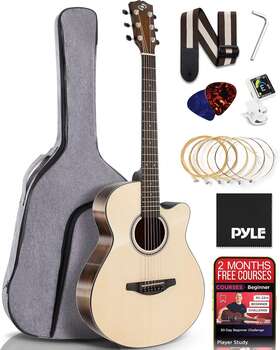 Pga817 Pyle Premium Full Size Acoustic Guitar Kit Spruce Top Steel String Dreadnought