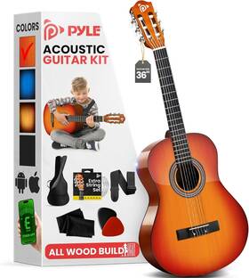 Pgacls82cs.x9 Pyle Beginner Acoustic Guitar Kit 3/4 Junior Size 36 Inch Cherry Sunburst