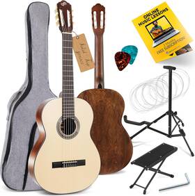 Pgacls90sbd Pyle Premium Solid Spruce Top Classical Acoustic Guitar Kit 4/4 Full Size Class