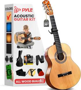 Pgacms90n Pyle Classical Guitar Starter Kit 39 Inch 4/4th Size - Natural Gloss