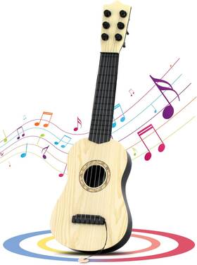 Qdh 445038951949 Kids Toy Guitar 6 String 17 Inch Baby Cute Rhyme Developmenta