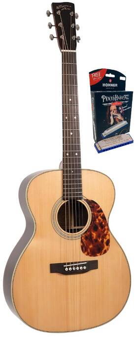 Ro-328-m21bxgm Recording King All Solid 000 Aged Adirondack Guitar Hohner Pentaharp Bundle