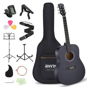 Riva000332250613 Rivvta 41 Inch Acoustic Guitar Kit For Beginners Adults With Gig Bag Tuner Pickgua