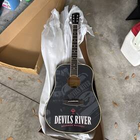 Savannah Sgd-12-bk Devils River Dreadnought Guitar Black Bourbon Whiskey Graphic