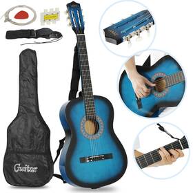 Segawe S-y01-1208-1 38ftft Acoustic Guitar With Case Strap Tuner And Pick For Beginners Blue