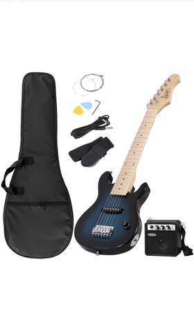 Y01-1207a-3-g2-s Segawe Blue Full Size Beginner Electric Guitar Set With Case Strap Capo Strings 30 Inch