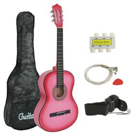 Y01-1208-3-g2-brave Segawe 38 Inch Pink Acoustic Guitar Set For Kids And Beginners With Extra Strings
