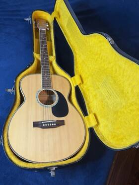 Sequoia Agw4015 Acoustic Guitar W Abalone Purfling And Case See Photos