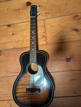 1257h604 Silvertone Vintage 1960s 604 Acoustic Parlor Guitar Usa Harmony H604 - Slide