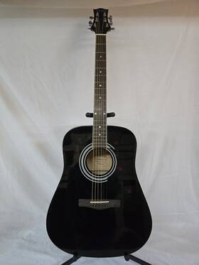 Ca097577 Silvertone Pro Series Black Acoustic Guitar With Case