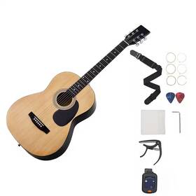 Skyshalo 313044045044 Dreadnought Acoustic Guitar 36 Inch 6-string Natural Solid Top Portable Bu