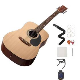 Skyshalo 726084498167 Dreadnought Acoustic Guitar 41 Inch 6-string Natural Solid Spruce Top Begi