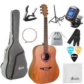 Soldin 749350077729 41 Inch Dreadnought Acoustic Guitar All Mahogany Bundle Kit With Gig Bag Guit