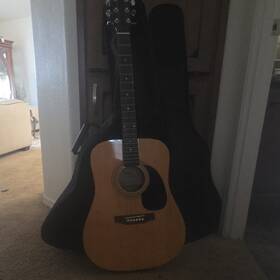 Squier By Fender 099-0316-021 Dreadnought Acoustic Guitar Natural 6 String Spruce With Gig Bag