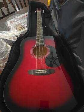 St-d-42-rds Stadium Red Sunburst Acoustic Guitar With Case
