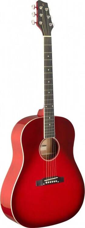 Sa35 Stagg 882030244018 Slope Shoulder Dreadnought Guitar Transparent Red