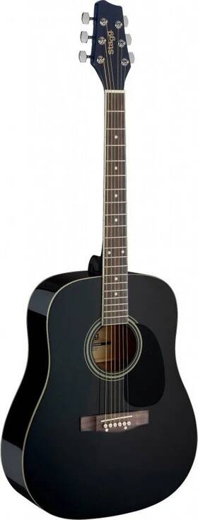Sa20d-blk Stagg Black Dreadnought Acoustic Guitar With Basswood Top