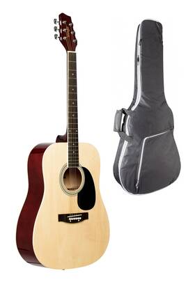 Sa20d-nat Stagg Full Size Dreadnought Acoustic Guitar Natural With Gig Bag