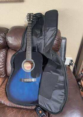 Sw201s Stagg Acoustic Dreadnought Blueburst Guitar With Soft Case