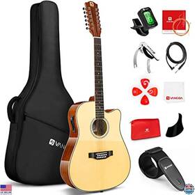 B09743wbn9 Stanley 12 String Acoustic Guitar 42 Inch Full Size Spruce Top Sapele Body Natural Finish