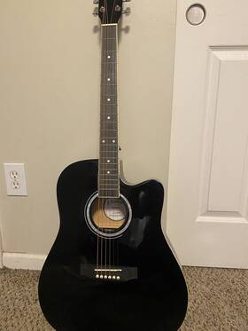 831bk Star 6 String Acoustic Guitar - Black