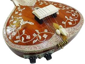 Superbrass.com Cedar9382 Beautiful Inlaid Indian Guitar - Sitar Acoustic-electric Fusion Music Instrument