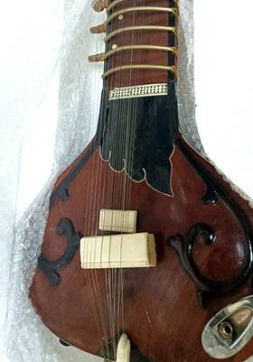 Superbrass.com Teak 239800293 Special Wide Fingerboard Teak-wood Indian Guitar - Sitar Fusion Instrument