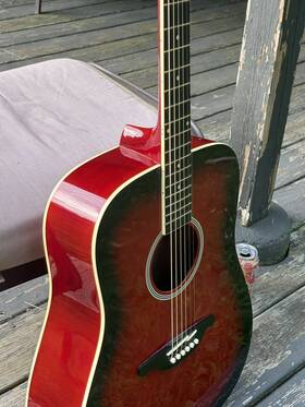 Sx Dg-25 Used Red Sunburst Custom Guitar Dg-25/rds With Light Strings Capo And 2 Picks