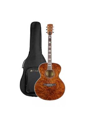 Tario Dlj990-bw Antique Jumbo Body Acoustic Guitar Quilted Maple Neck Natural