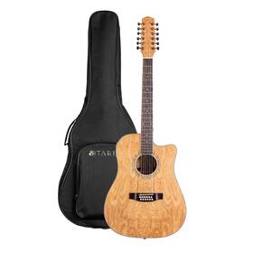 Stld931ceq-12nt Tario 12 Strings Acoustic Electric Cutaway Guitar Curly Ash Top Mahogany Back Buzz