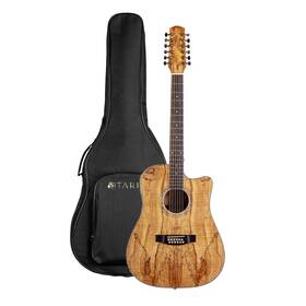 Stld932ceq-12nt Tario 12 Strings Acoustic Electric Guitar Spalted Maple Top Mahogany Back Buzzing