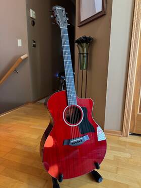 H202002111000140338 Taylor 224ce Dlx Ltd Acoustic Electric Guitar - Trans Red