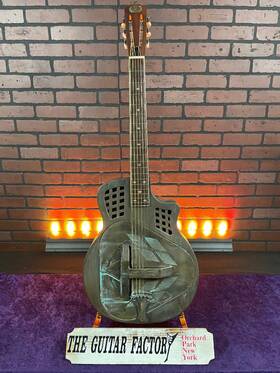 Trifectatc14-0429-u Tgf Royall Trifecta Tc-14 Cutaway Metal Body Tricone Resonator Distressed Brass F