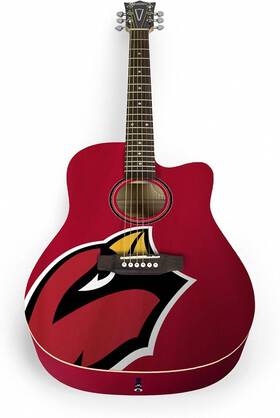 The Sports Vault Acnfl01 Nfl Acoustic Guitar All Wood Starter Set Includes Pickguard Stand Bag Cardinals