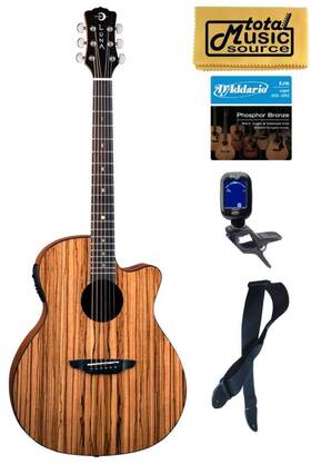 Total Music Source 683609910323 Luna Gyp E Zbr Gypsy Acoustic-electric Guitar Zebrawood Bundle