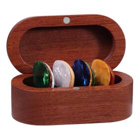 Yh-653762 Trewjk Walnut Guitar Plectrum Holder Set With 2 Color Wood Plectrums And 8 Celluloid